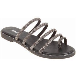 Πέδιλα μαύρα flat με λουράκια απο strass