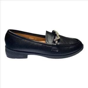 Loafers μαύρα με διακοσμητική αγκράφα στρας