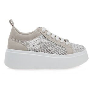 Renato Garini Γυναικείο Sneaker Off-White με Δίχτυ & Πλατφόρμα