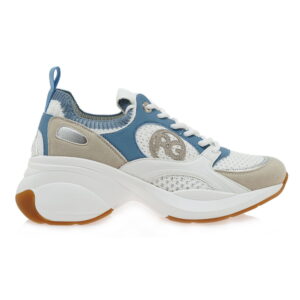 Renato Garini Γυναικείο Sneaker Λευκό-Σιέλ με Chunky Σόλα