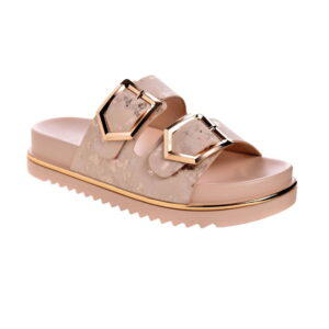 Venus V-12 Beige Γυναικεία Παντόφλα με Διπλό Λουράκι