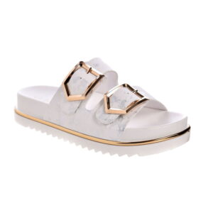 Venus V-12 White Γυναικεία Παντόφλα με Διπλό Λουράκι